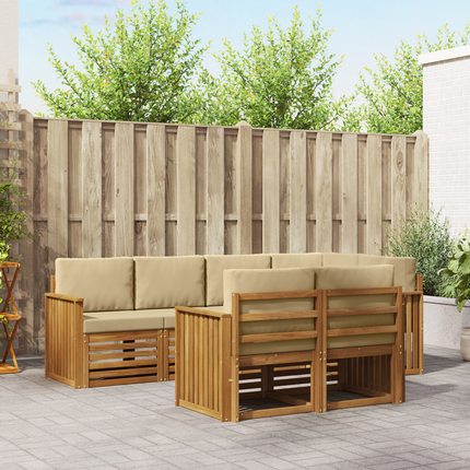 Utomhussoffset 7 st Naturlig och Beige Polyester