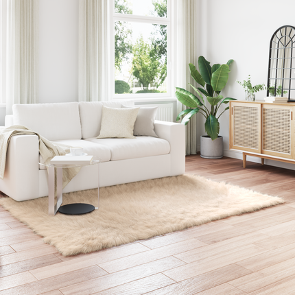 Fuskfäll matta TAFALLA Beige 160 x 230 cm Polyester