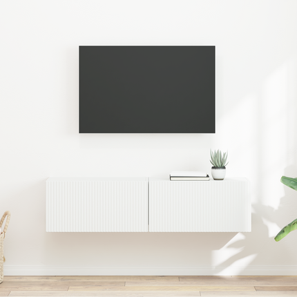 TV Vägghylla 2 st Vit Konstruerat trä