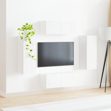 TV väggskåp set 4 st Vit Konstruerat trä
