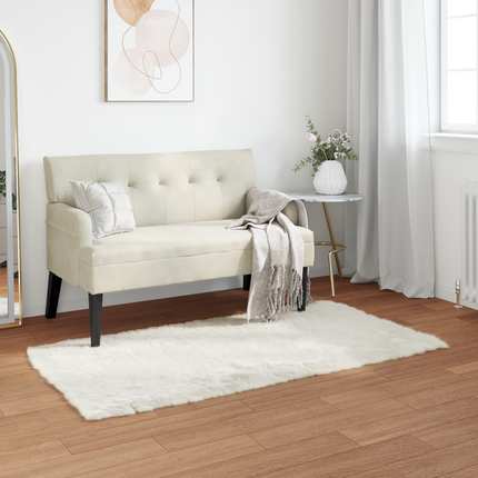 Fuskfäll matta TAFALLA Vit 80 x 150 cm Polyester