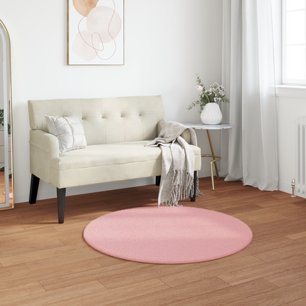 Halkfri matta i konstgjord kaninfäll OLITE Rosa Ø 80 cm