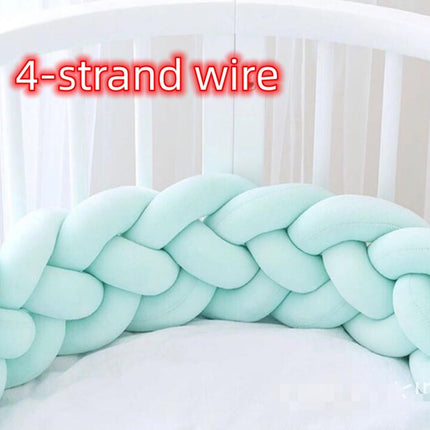 Heightening Baby Braided Crib Bumpers Knot Long Pillow Cushion Bedding Room Dector