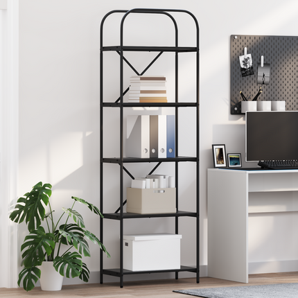 Hyllsystem 5 nivåer 60 x 30 x 183 cm Konstruerat trä Svart Ek