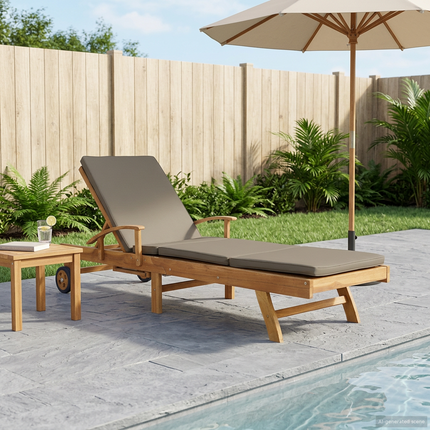 Solstol med dyna 100% Polyester Solid-Teak