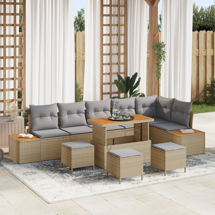 Trädgårdsoffset 10 st 9-Antal sittplatser Beige och Ljusgrå
