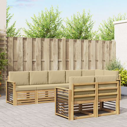 Utomhussoffset 8 st Vit och Beige Polyester