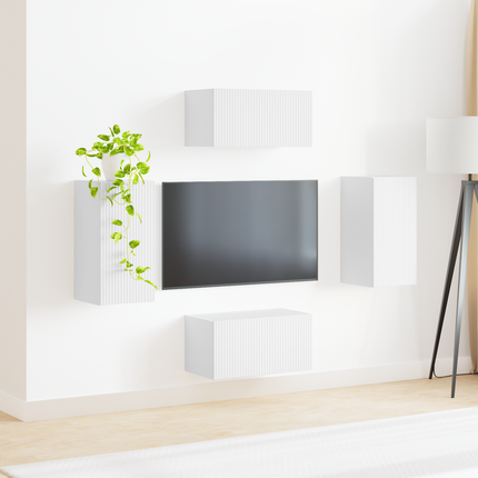 TV-bänkset 4 st Vit Konstruerat trä