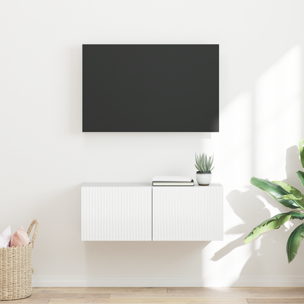 TV Vägghylla 78,5 x 31 x 29,5 cm Glansig Vit Konstruerat trä