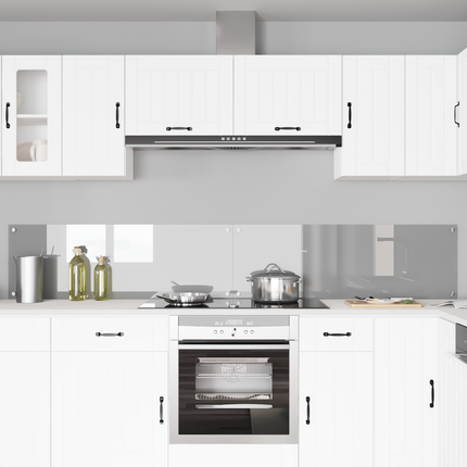 Köksskydd 2 pcs Ljusgrå 120 x 40 cm härdat glas