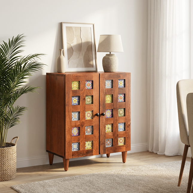 Sideboard 60 x 33 x 75 cm Massivt mangoträ Valnöt