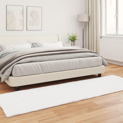 Halkfri matta i konstgjord kaninfäll OLITE Vit 80 x 250 cm