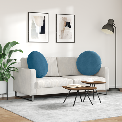 Sittkuddar 2 st Sammet Blå Ø60 x 21 cm