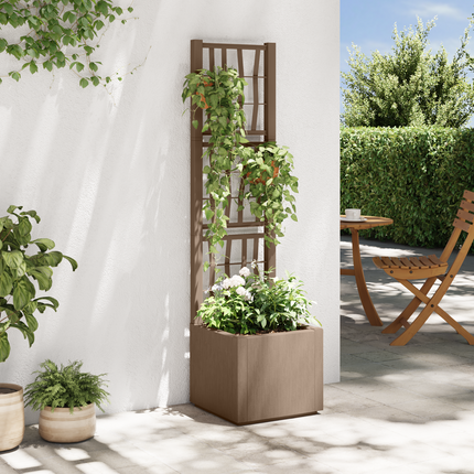Trädgårdsplanterare med trellis Brun 36 x 36 x 140 cm PP