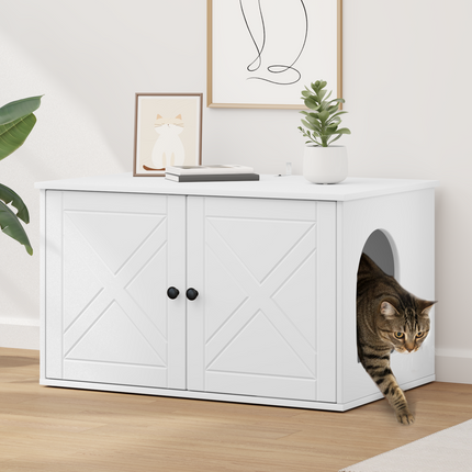 Katt hus Vit 85 x 55 x 50,5 cm Konstruerat trä