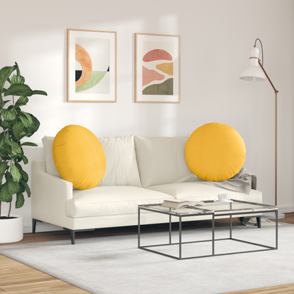 Sittkuddar 2 st Kordread tyg Ljusgul Ø60 x 21 cm