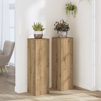 Växtställ 2 st ek 25x25x80 cm konstruerat trä