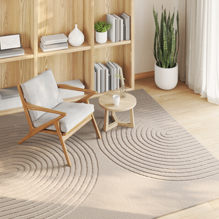 Områdesmattor Fyrkantig GALATI Beige 120 x 120 cm Polyester