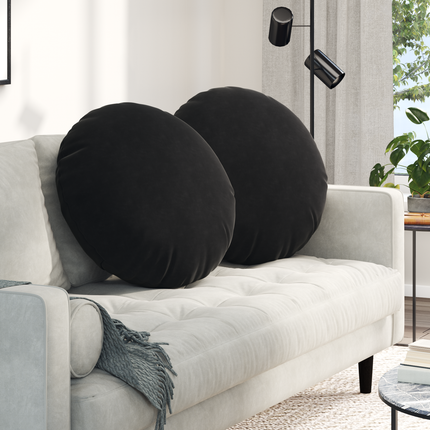 Sittkuddar 2 st Sammet Svart Ø 80 x 29 cm
