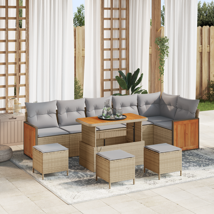 Trädgårdsoffset 10 st 10-Antal sittplatser Beige och Ljusgrå