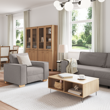 Soffa 3 st Taupe Linnenblandad tyg