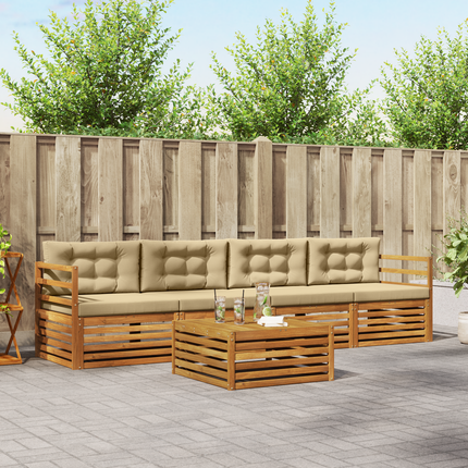 Utomhussoffset 5 st Naturlig och Beige