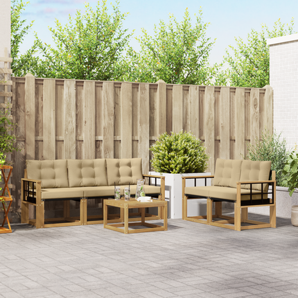 Utomhussoffset 6 st Vit och Beige