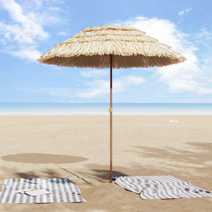 Badparasol Naturfärg 160 x 160 x 196 cm Polyester och Stål