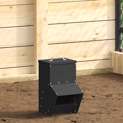 Hönsfodertråg Svart 20 x 25 x 35 cm Kallvalsat Stål