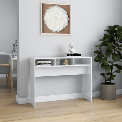 Konsolbord vit högglans 105x30x80 cm konstruerat trä