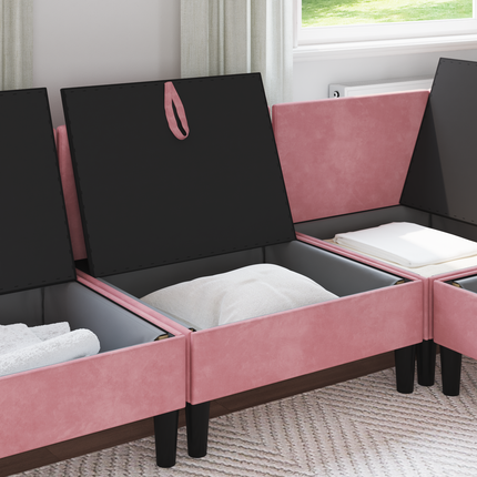 Mellansofta med förvaring Rosa Sammet