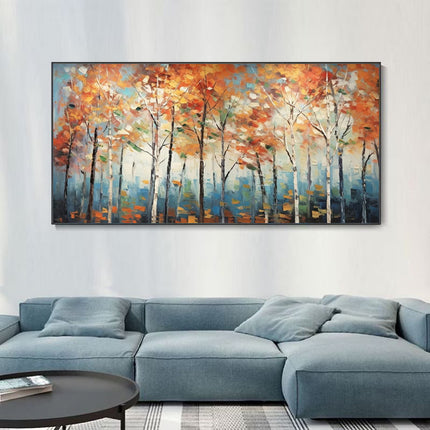 Handmade Oil Painting Canvas Wall Art Decoration Modern Autumn Maple Forest Landscape Home Living Room Decor Rolled Frameless Unstretched Painting