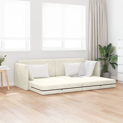 Golvbäddsoffa Kräm 213 x 70 x 77 cm Sammet