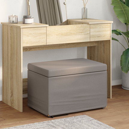 Pall Taupe 61 x 41 x 40 cm Tyg och Konstruerat Trä