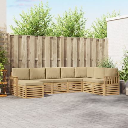Utomhussoffset 6 st Vit och beige Polyester
