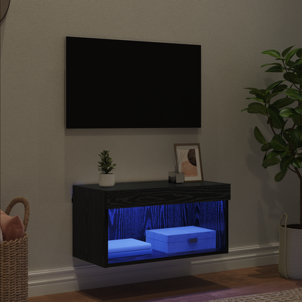 TV-bänkset 60 x 30 x 30 cm Svart Ek Konstruerat trä