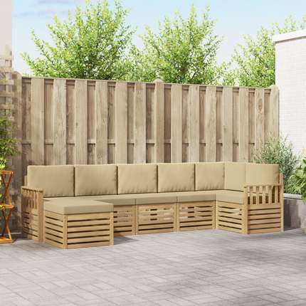 Utomhussoffset 6 st Vit och beige Polyester