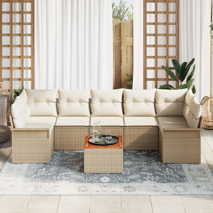 Trädgårdsoffset 8 st 7-Antal sittplatser Beige och gräddfärgad