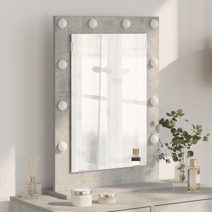 Smink Spegel Betonggrå 70 x 50 x 18 cm Glas och konstruerat trä
