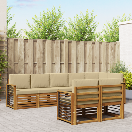 Utomhussoffset 8 st Naturlig och Beige Polyester