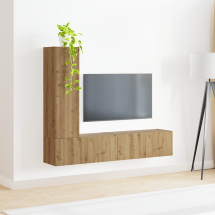 TV-bänkset 3 st Artisan Ek Konstruerat trä