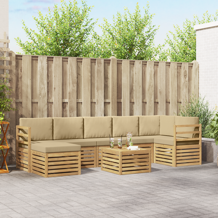Utomhussoffset 8 st Vit och Beige Polyester