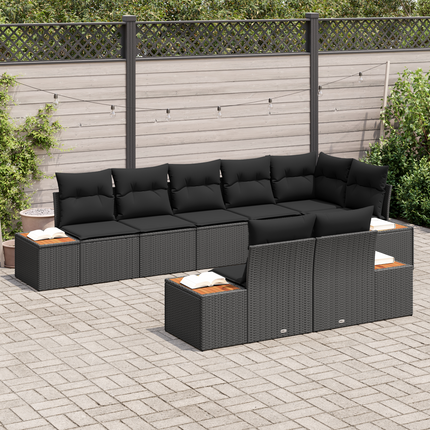 Trädgårdsoffset 8 st 8-Antal sittplatser Svart Polyrattan