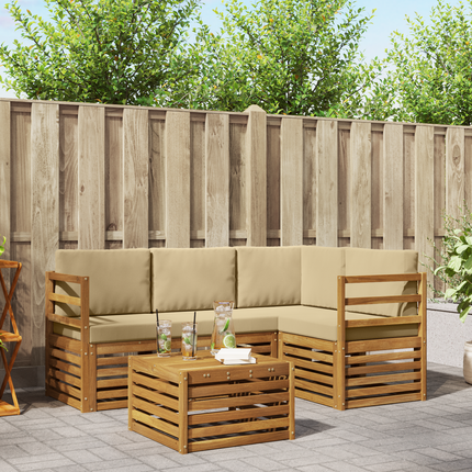 Utomhussoffset 5 st Naturlig och Beige Polyester