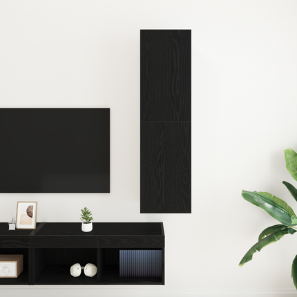 Vägg TV Skåp 30,5 x 30 x 110 cm Svart Ek Konstruerat trä