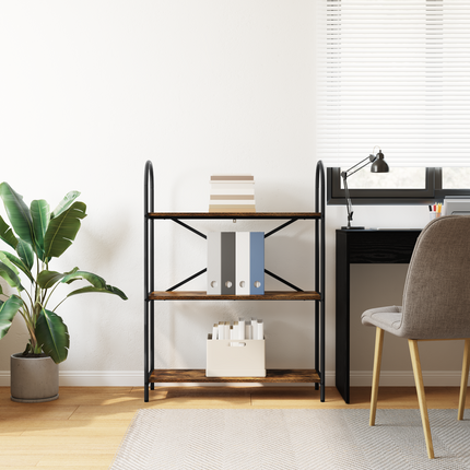 Hyllsystem 3 nivåer 80 x 30 x 109 cm Konstruerat trä Rökt ek