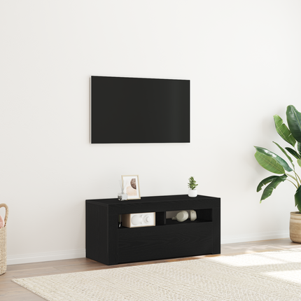 TV-skåp 90 x 35 x 40 cm Svart Ek Konstruerat trä