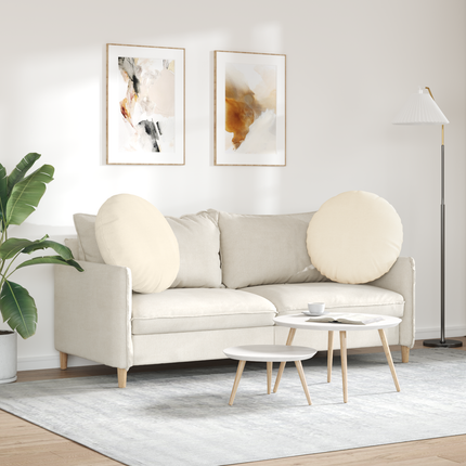 Sittkuddar 2 st Kordread tyg Kräm Ø60 x 21 cm