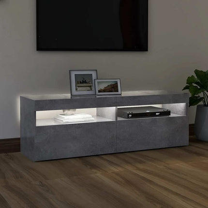 TV-bänk med LED-belysning betonggrå 120x35x40 cm