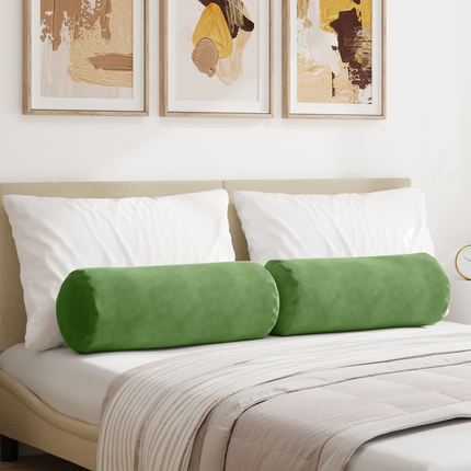Bolsterkuddar 2 pcs Ljusgrön Ø 25 x 70 cm Kordread tyg